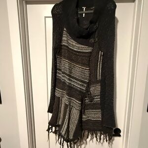 Free People Black and Brown Cardigan Sweater